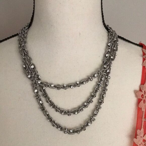 Chico’s Silvertone Chain-Detail Multi Strand Necklace - Picture 5 of 12